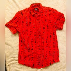 Ancient Egypt Red/Blk Button Down Shirt (S)|Mens|Unisex|NWT